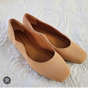 Lucky Brand Dellie Tan Suede Leather Ballet Flats, Size 7